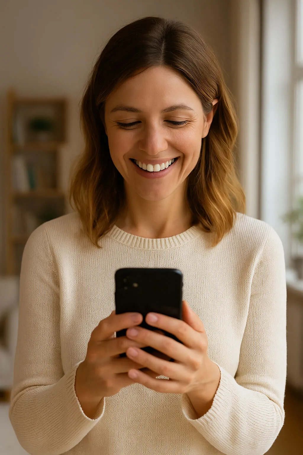 A satisfied customer leaving a positive review for Bob’s Septic Service on a smartphone.